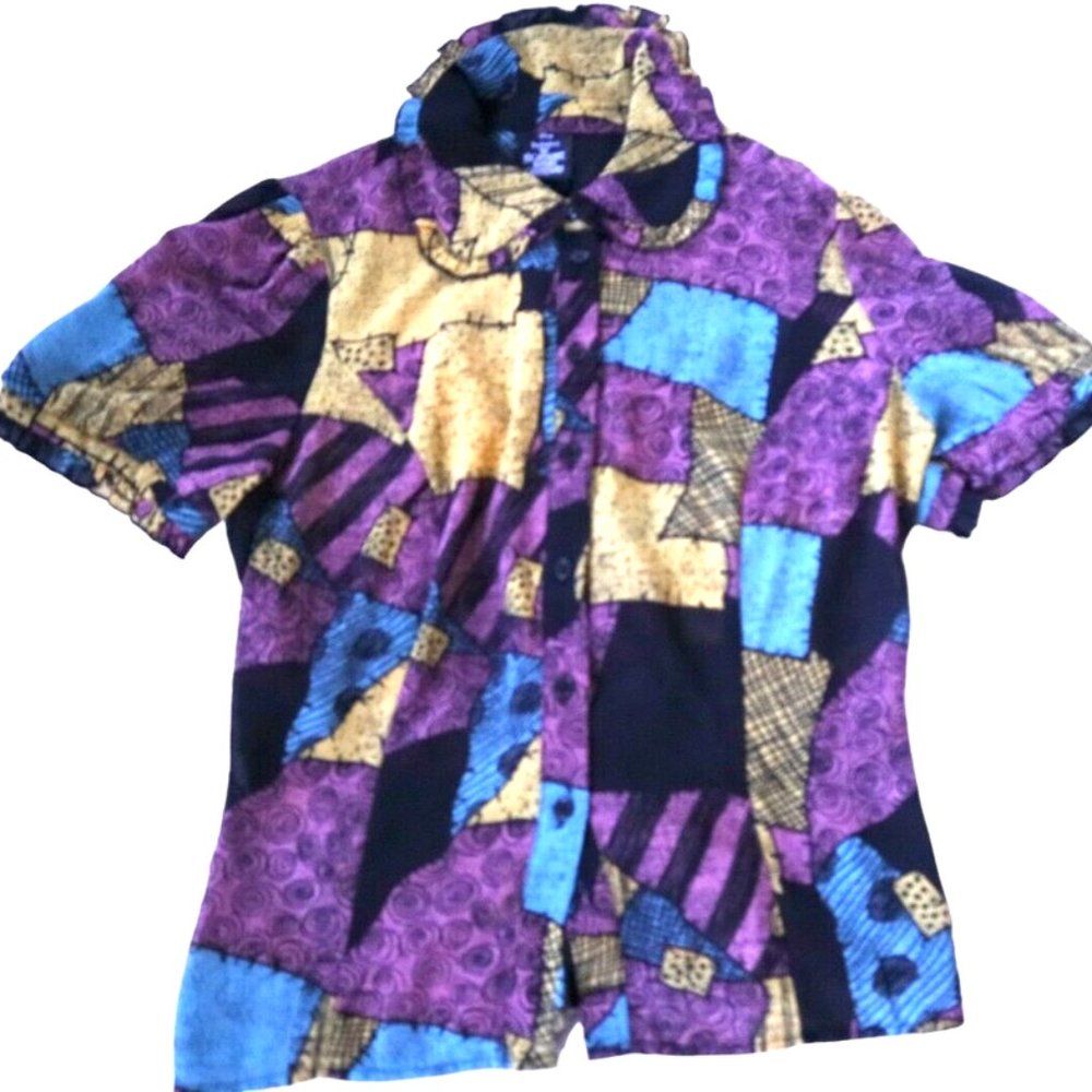 The Nightmare Before Christmas Short Sleeve Women's Top Size Medium Button Down